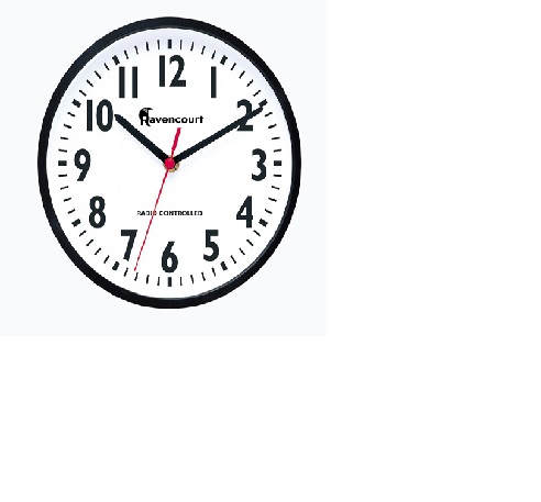 CLOCK RADIO CONTROLLED, BLACK, 21CM DIAMETER